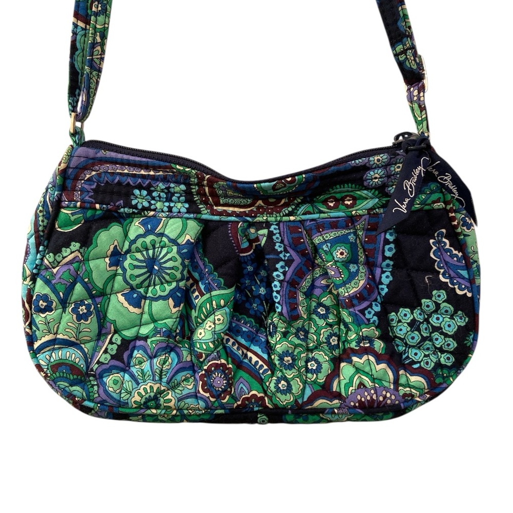 Vera Bradley Bag Purse Small Quilted Green Blue Purple Black Adjustable Floral